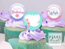 Load image into Gallery viewer, Mermaid Birthday Party Printable Cupcake Toppers / Picks
