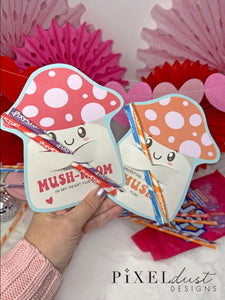 Retro Mushroom Valentine Printable Treat Holder Cards
