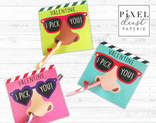 Load image into Gallery viewer, Funny Nose Picker Printable Valentine Treat Holder Cards
