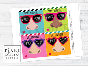 Funny Nose Picker Printable Valentine Treat Holder Cards