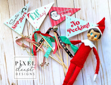 Load image into Gallery viewer, FULL SET of Elf on the Shelf Pennant Flags, Set of 16
