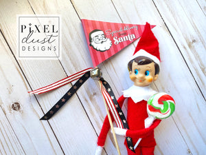ELF ON DUTY Elf on the Shelf Christmas Pennant Flags, Set of 4