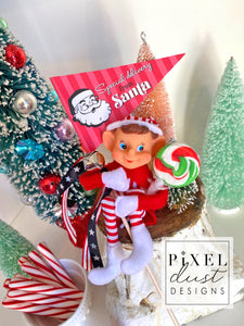 ELF ON DUTY Elf on the Shelf Christmas Pennant Flags, Set of 4