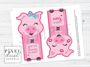 Cute Pig Printable Valentine Treat Holder Cards