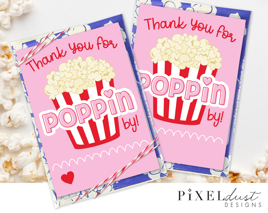 Movie Night, Pink Popcorn Party Favors Printable