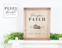 Load image into Gallery viewer, Pumpkin Patch Printable Sign File, Vintage Fall Home Decor Sign
