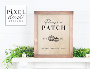 Pumpkin Patch Printable Sign File, Vintage Fall Home Decor Sign