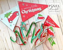 Load image into Gallery viewer, Retro Car Christmas Pennant Flag Set
