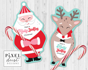 Retro Santa & Rudolph Treat or Gift Card Holder Printable Christmas Cards
