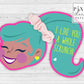 Scrunchie Ponytail Girl Valentines, Printable File, Valentine's Day Card