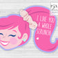 Scrunchie Ponytail Girl Valentines, Printable File, Valentine's Day Card