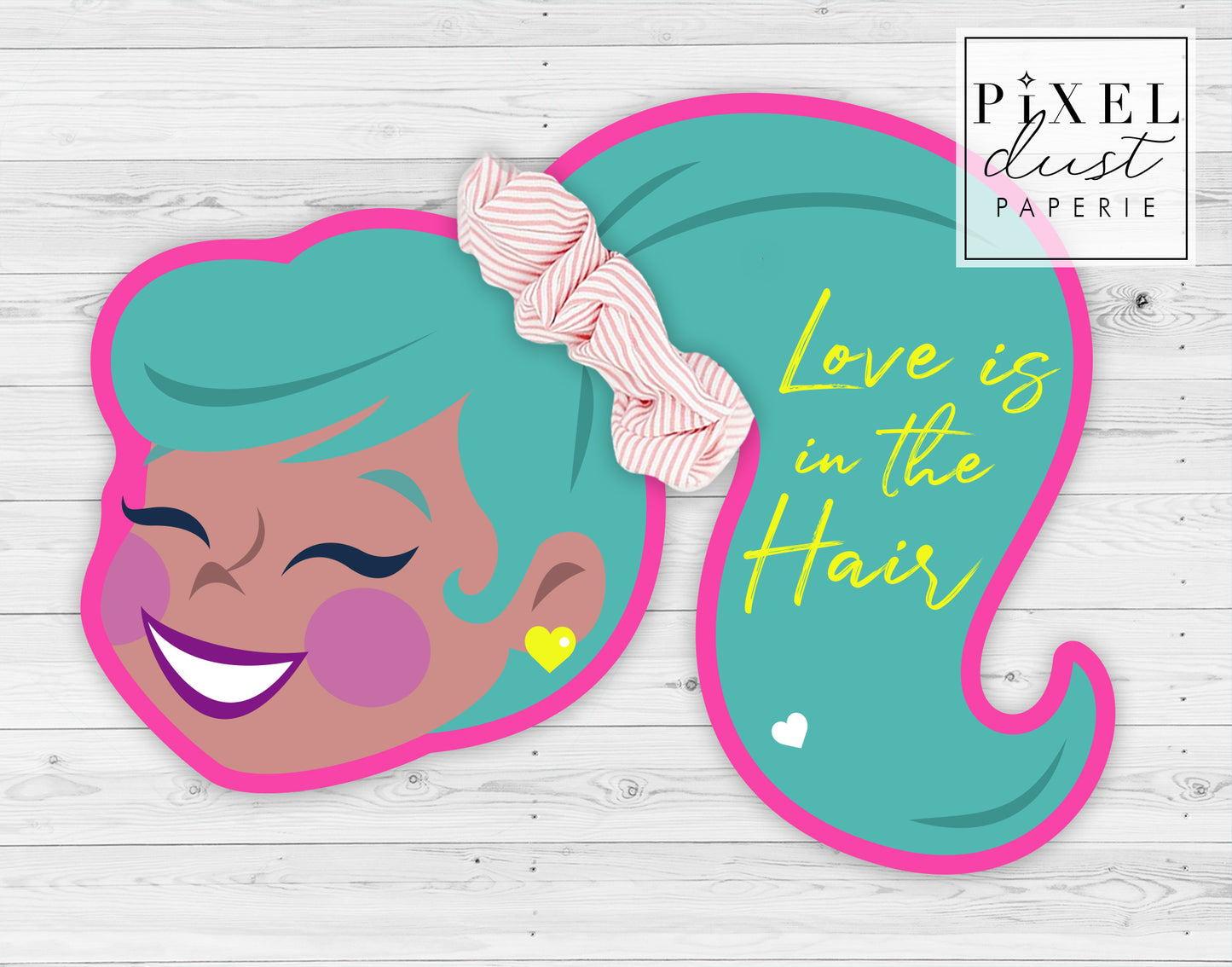 Scrunchie Ponytail Girl Valentines, Printable File, Valentine's Day Card