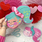 Scrunchie Ponytail Girl Valentines, Printable File, Valentine's Day Card