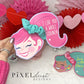 Scrunchie Ponytail Girl Valentines, Printable File, Valentine's Day Card