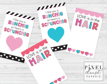 Load image into Gallery viewer, Scrunchie Valentine Card Printable for Girls
