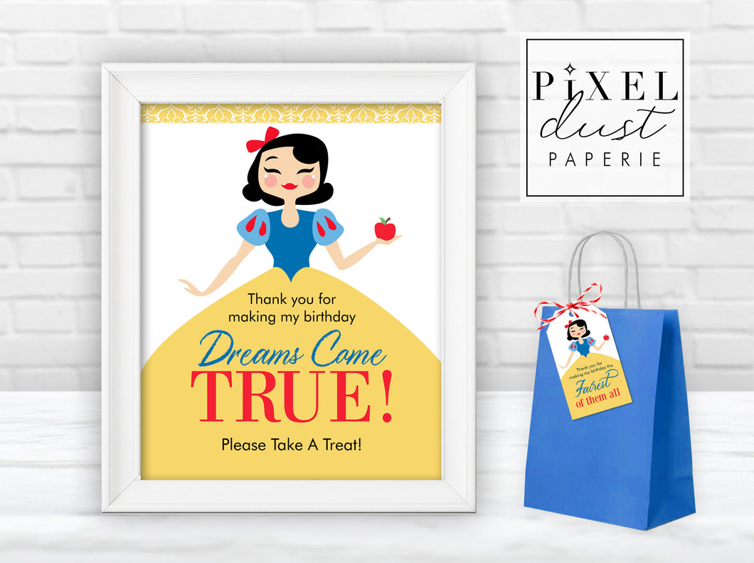 Fairest one of all, Snow White Birthday Party Favor Sign, 8x10 Thank You Sign