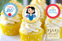 Load image into Gallery viewer, Snow White ANY Birthday Printable Cupcake Toppers / Picks
