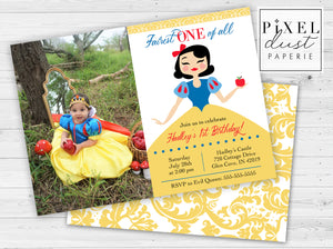 Fairest ONE of all, Snow White 1st Birthday Party Printable Invitation