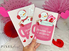 Load image into Gallery viewer, Snowman Soup Printable Valentine Card, Hot Cocoa Classroom Valentines
