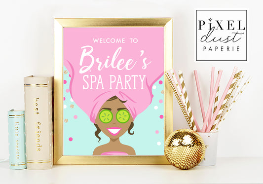 Spa Birthday Party 8x10 Welcome Sign Printable File