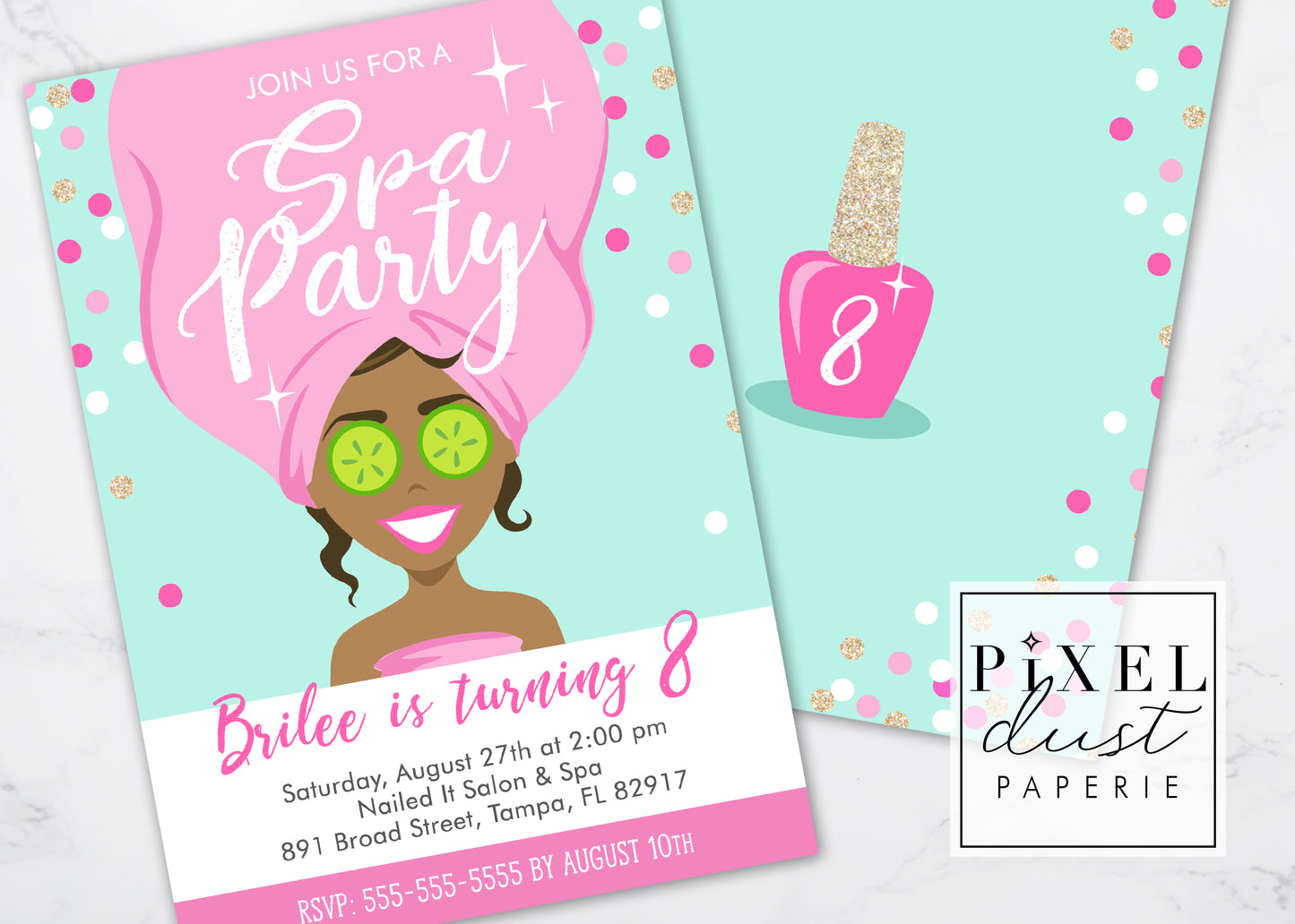 Spa Birthday Party Invitation Printable File