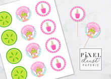 Load image into Gallery viewer, Spa Girl, Light Brown Hair, Birthday Party Printable Cupcake Toppers / Picks
