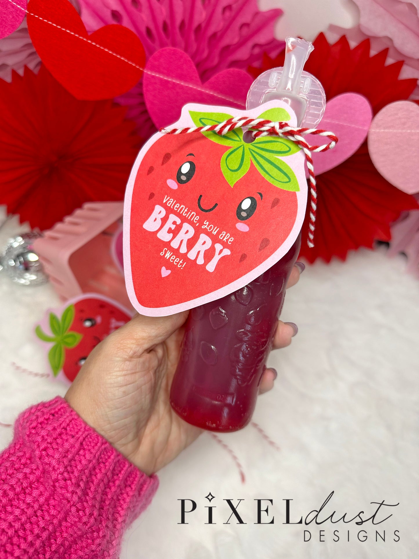 Berry Sweet Strawberry Printable Valentine Cards