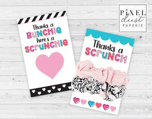 Load image into Gallery viewer, Scrunchie Thank You Cards, Girl&#39;s Birthday Party Favors, Printable File
