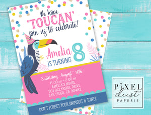 Tropical Toucan Birthday Party Invitation Printable File