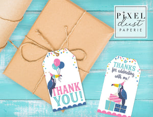 Tropical Toucan Birthday Party Favor Thank You Tags Printable File