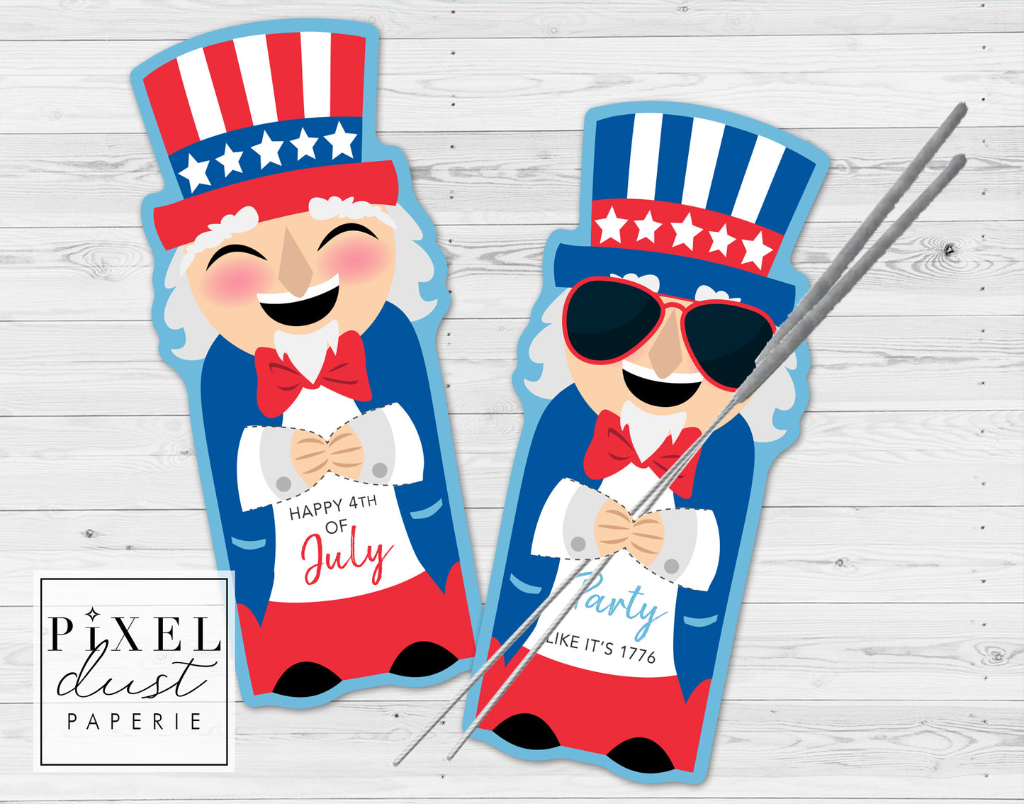 4th of July Uncle Sam Sparkler Holder Printable