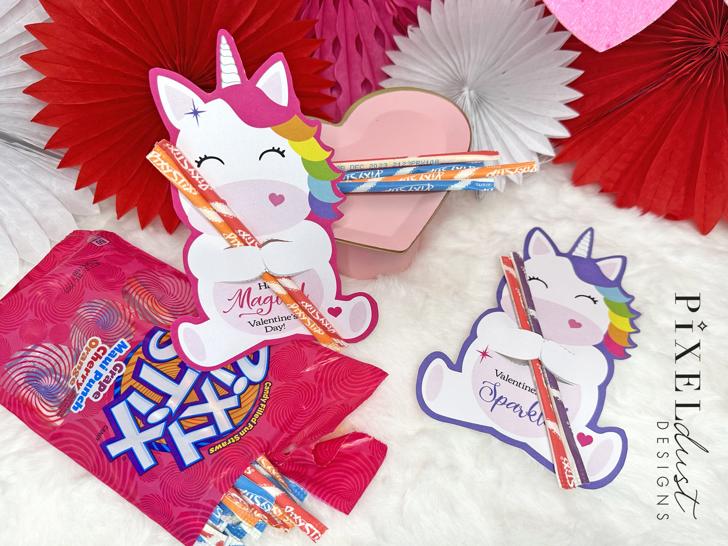 Unicorn Valentine Printable Treat Holder Cards