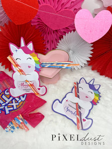 Unicorn Valentine Printable Treat Holder Cards