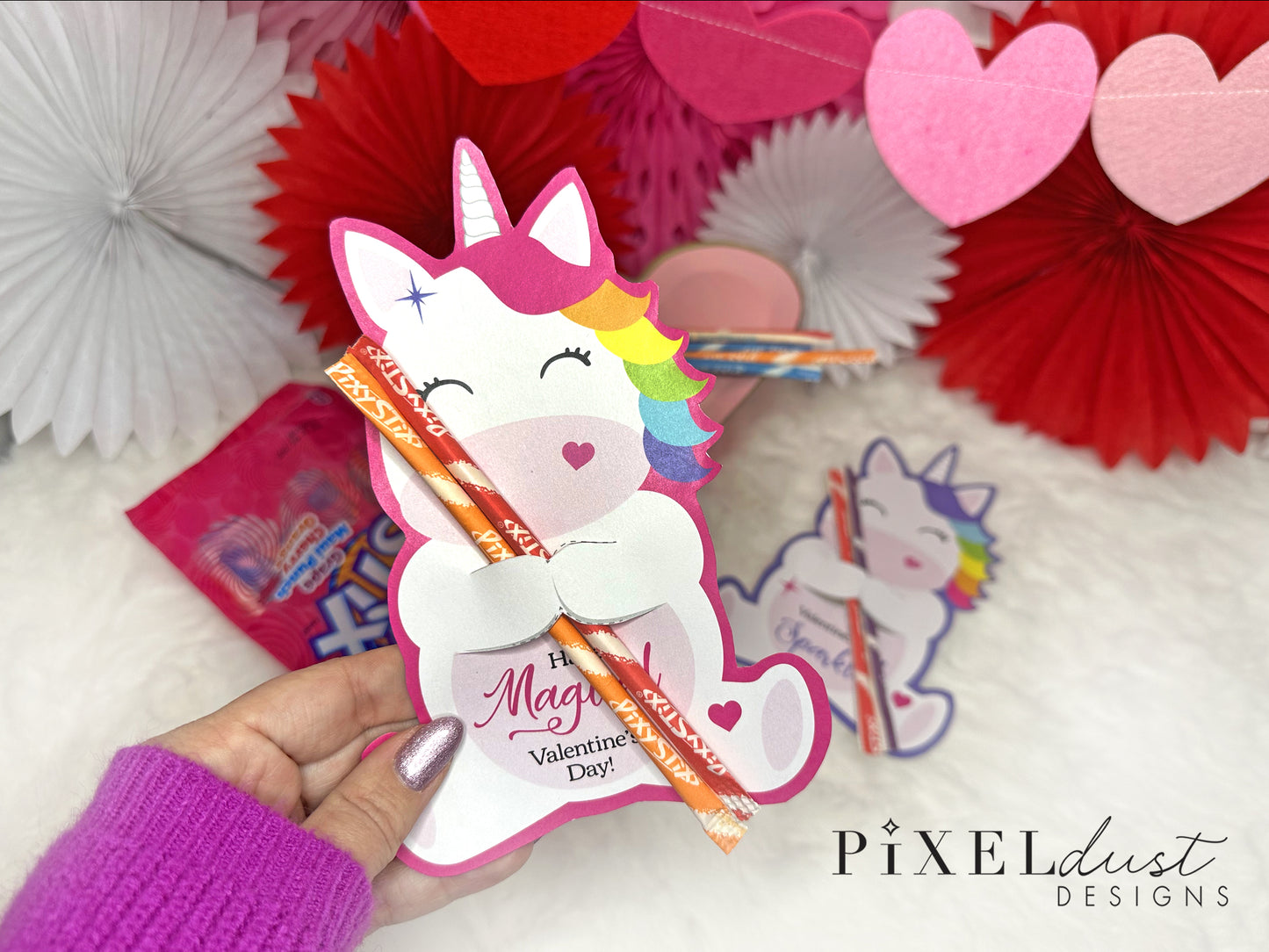 Unicorn Valentine Printable Treat Holder Cards