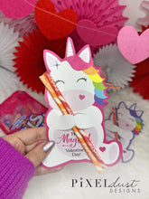 Load image into Gallery viewer, Unicorn Valentine Printable Treat Holder Cards
