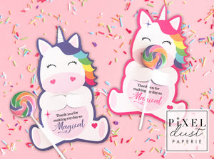 Unicorn Birthday Thank You Party Favor Cards