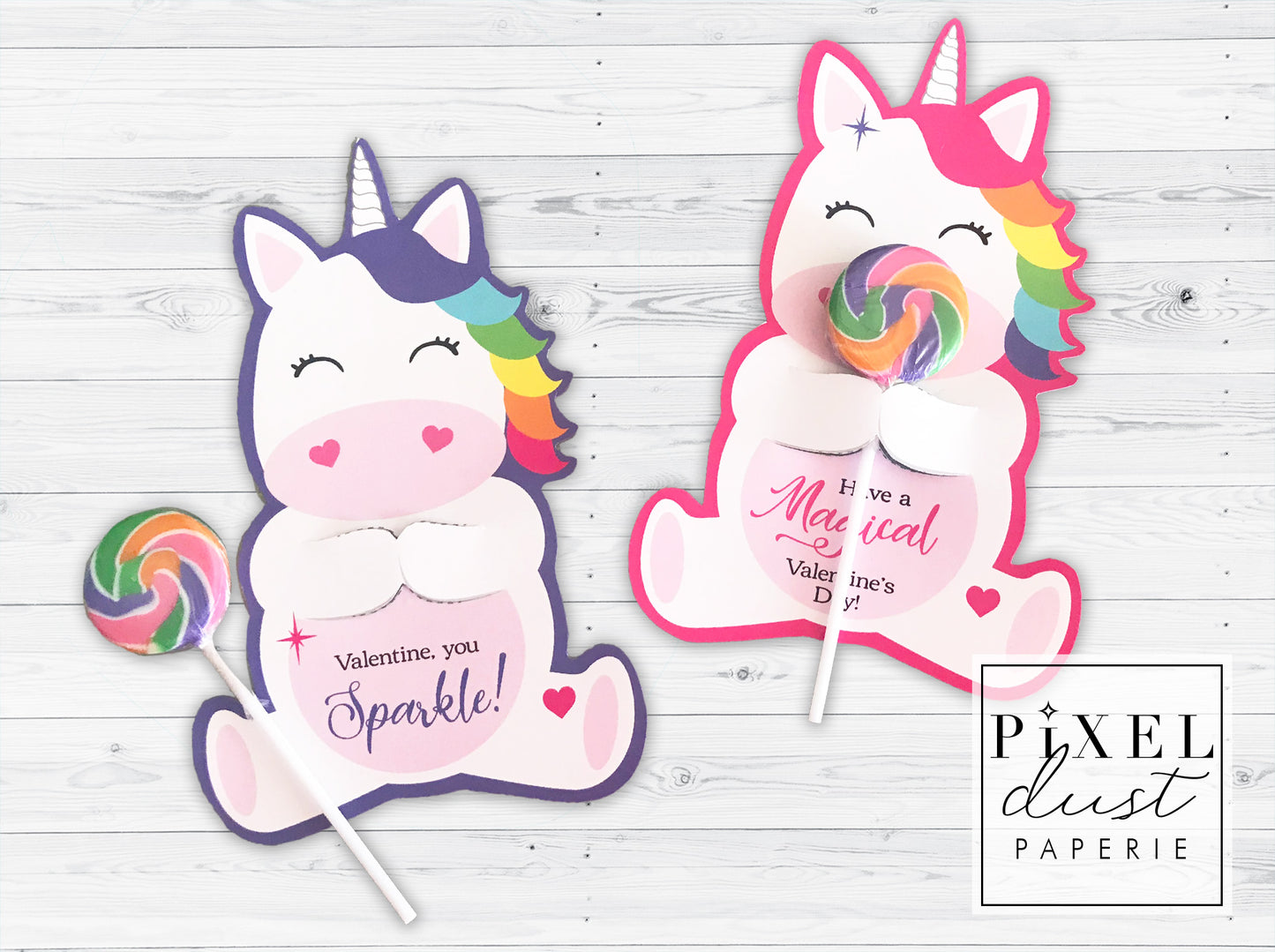 Unicorn Valentine Printable Treat Holder Cards