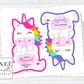 Unicorn Valentine Printable Treat Holder Cards