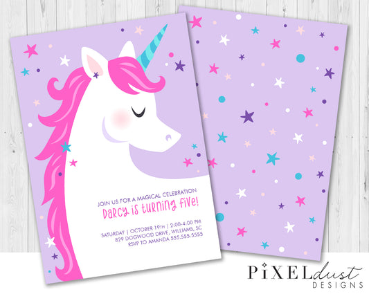 Magical Unicorn Birthday Party Invitation