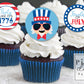 4th of July Uncle Sam Printable Red, White & Blue Cupcake Toppers / Picks