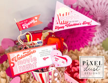 Load image into Gallery viewer, Valentine Movie Night Gift Basket Card &amp; Flags

