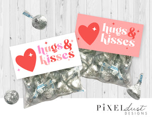 Hugs & Kisses Valentine Treat Bag Toppers