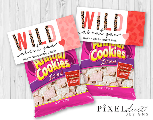 "WILD About You" Leopard Print Valentine Treat Bag Toppers