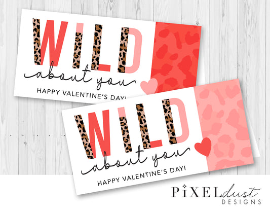 "WILD About You" Leopard Print Valentine Treat Bag Toppers
