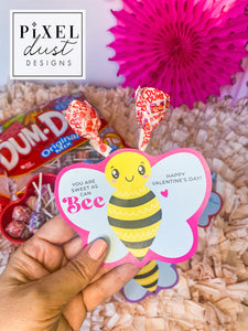 Bee Mine Lollipop Printable Valentine Cards