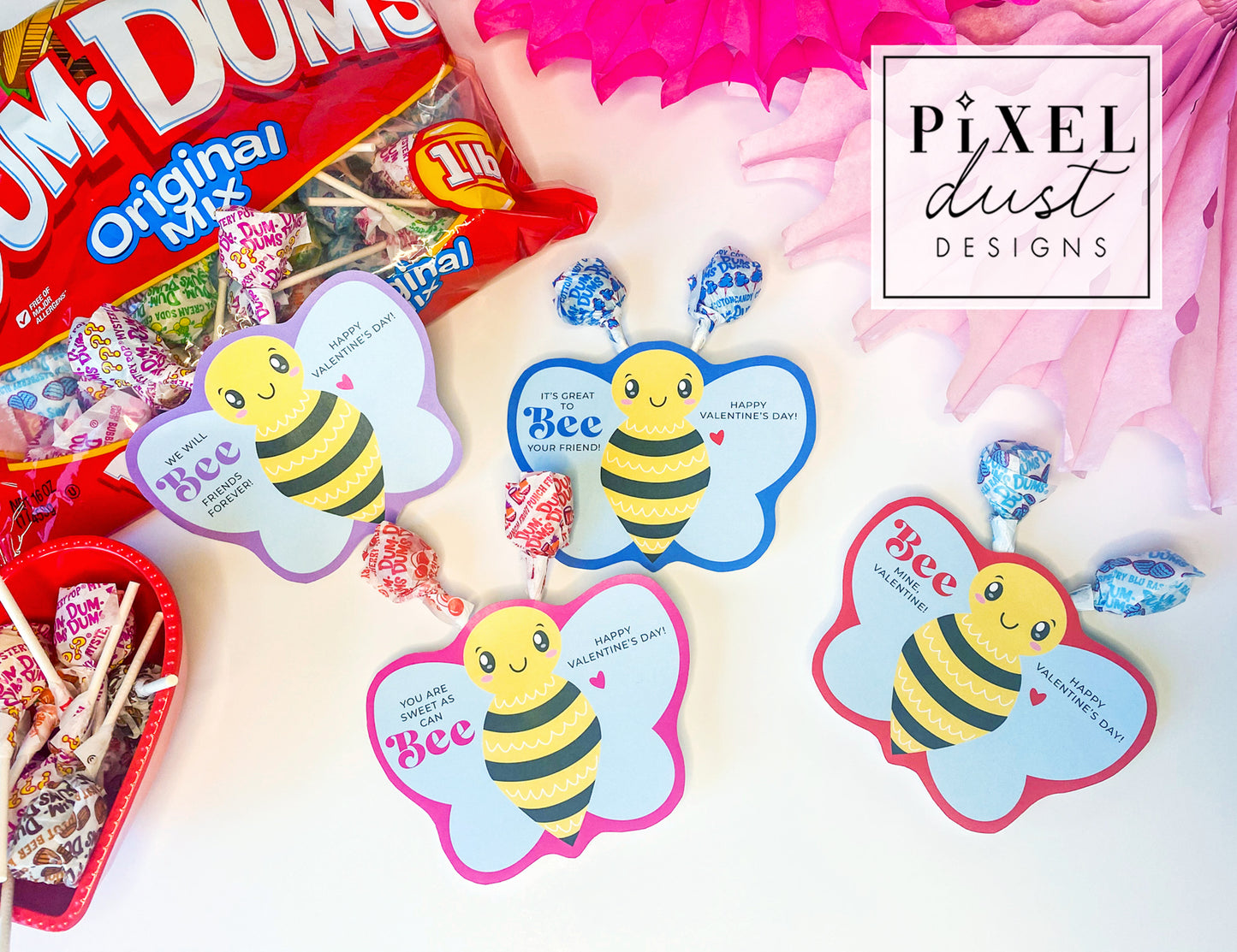 Bee Mine Lollipop Printable Valentine Cards