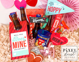 Valentine Beer Gift Basket Card & Flags