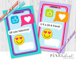 Emoji Cell Phone Printable Valentine Cards