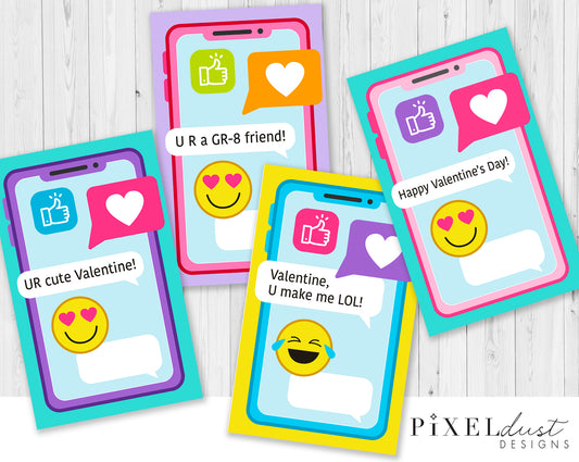 Emoji Cell Phone Printable Valentine Cards