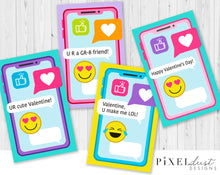 Load image into Gallery viewer, Emoji Cell Phone Printable Valentine Cards
